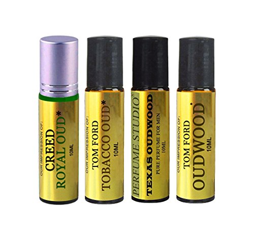 Perfume Studio Premium IMPRESSION Oils; A Collection of our Top Selling Oud Type Fragrance Versions with Similar Notes to Designer Brands - 100% Pure, Undiluted, No Alcohol (4, 10ml Roll on Bottles)