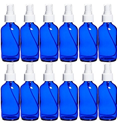 Perfume Studio 4 Oz Blue Cobalt Glass with White Spray Bottles/Perfume Oil Sample (Pack of 12)
