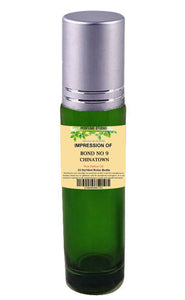 Perfume Studio Superior IMPRESSION of B9 China Town Perfume; 10ml Green Glass Roller, Silver Cap, 100% Pure-No Alcohol Top grade Oil (Bond No 9 Chinatown Oil VERSION/TYPE; Not Original Brand)