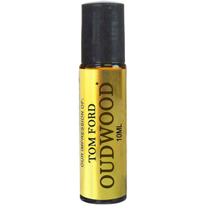 Oud Wood Oil. IMPRESSION of Tom Ford Oud Wood* Cologne for Men with SIMILAR Fragrance Accords, 10ml Amber Glass Roller, Black Cap; 100% Pure