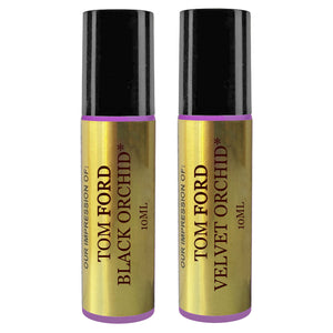 Perfume Studio 2-Piece 10ml Roll on Set of IMPRESSION Oils Compatible with Velvet and Black Orchid Fragrances; 100% Alcohol Free Pure Parfum, Premium Quality.