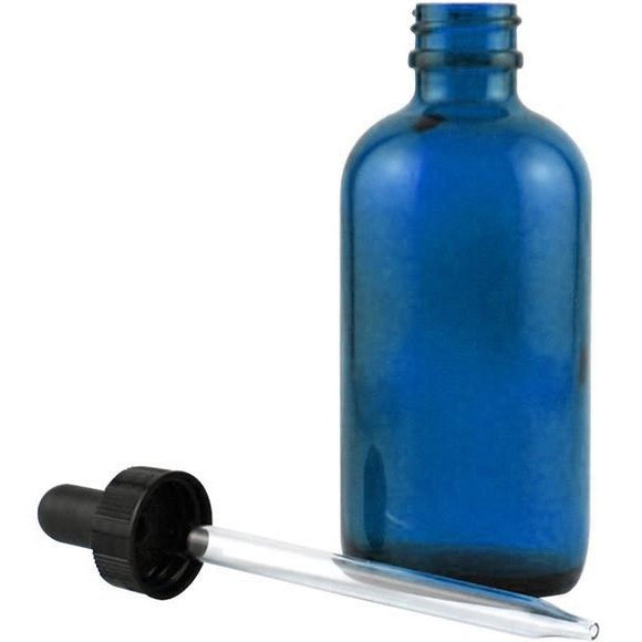 Perfume Studio; 4 Oz Cobalt Blue Boston Round Glass Bottle with Dropper