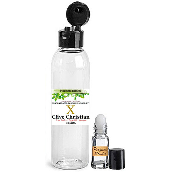 Wholesale Premium Perfume Oil  Inspired by Clive Christian X* Perfume for Women in a 2oz Bottle with a free empty 5ml glass roller bottle