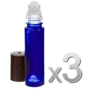 Perfume Studio Roller Bottle Set of 1 Perfume Funnel & 3 Glass Cobalt Roll On...