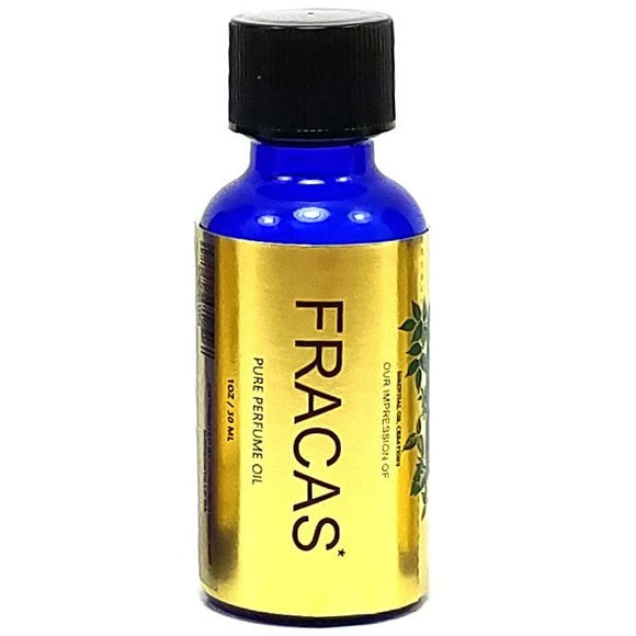 Perfume Oil IMPRESSION with SIMILAR Fragrance Accords to: {FRACAS*}{WOMEN}_; Long Lasting 100% Pure No Alcohol Oil - Our Perfume Oil VERSION/TYPE; Not Original Brand, Blue Glass (1oz Splash-On Bottle)