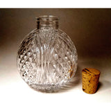 6oz Round Glass Bottle with Cork. Set of Two Round Clear Cut Glass Bottles Ideal for Diffuser Reeds, Oils, Bath Products, Wedding Favors, Craft Projects, Gifts & More