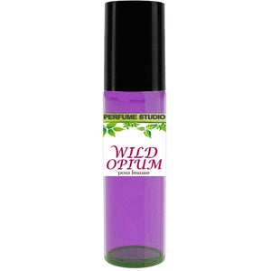 Wild Opium Pour Femme By Perfume Studio - 10ml Purple Glass Roller Bottle with Black Cap and Metal Ball Roller